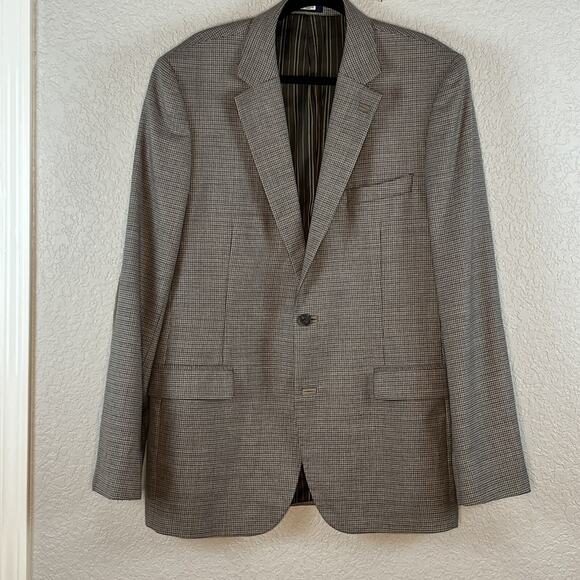 STAFFORD Mens 44L Sport Coat Classic Fit 2 Button Houndstooth Elbow Patches - Picture 4 of 10